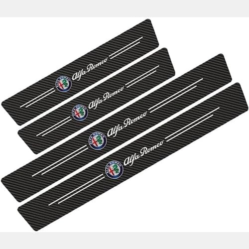 4 Stück Auto Kohlefaser Einstiegsleisten TüRschweller Aufkleber, für Alfa Romeo Tonale,AntiKratz Schutzleisten Kick Plates Schutz,B