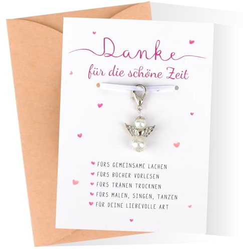 BETESSIN Erzieherin Geschenke zum Kita Abschied - inkl. Schutzengel Schlüsselanhänger, Dankeskarte und Umschlag - Dankeschön Geschenke für Erzieherin, Abschiedsgeschenk Kindergarten