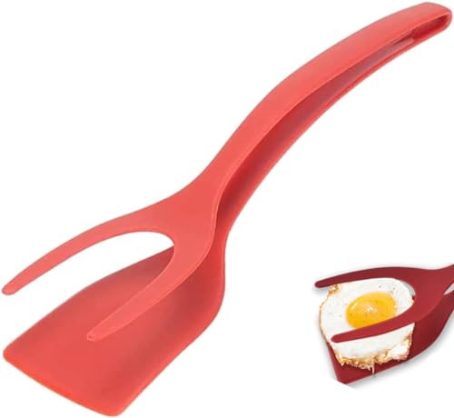 Espatula cocina y pinzas para carne y huevos, con diseño antiadherente y mango ergonómico, Ideal para voltear huevos fritos, tortillas, hamburguesas, tostadas, espatulas silicona cocina 2 en 1