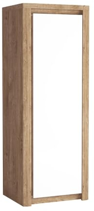 Lomadox Kleiderschrank Schlafzimmerschrank Wardrobe mit Kleiderstange Drehtürenschrank modern Garderobenschrank in Eiche mit weiß