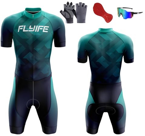 Triathlon Tri Costume, Cyclisme for Hommes Skinsuit Triathlon Speedsuit Cuissard–Trisuit léger Courtes Manches pour Duathlon,Natation,Cyclisme,Course de vélo,vêtements de Cycliste (TYP-6,5XL)
