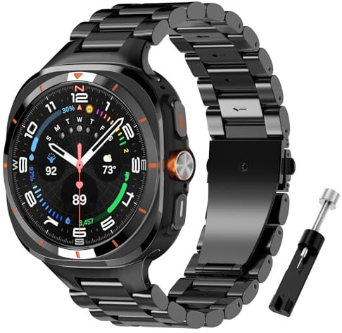 TiMOVO Metal Watch Band per Galaxy Watch Ultra 47mm(2025/2024), Cinturino Regolabile di Ricambio in Acciaio Inossidabile di Alta Qualità, Adatto a Uomini e Donne, Nero