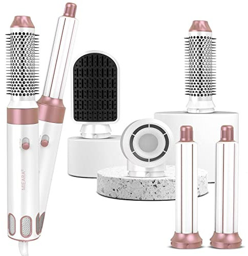MIEARA 5 in 1 Airstyler Ionen Föhn, Professioneller Multifunktionaler Hairstyler, für Schnelles Trocknen Warmluftbürste Frizz-Free Lockenstab Automatisch Volumizing Glättung (rose pinK)