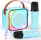 Karaoke Infantil 2 Microfonos Inalambricos Karaoke Máquinas de Karaoke Bluetooth para Niños Adultos Portátil Altavoz de Karaoke con Luces LED Regalo Ideal para Boda Fiesta Cumpleaños (Azul)