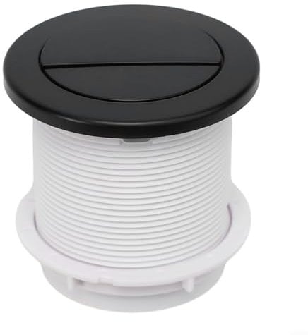 Eawfgtuw Toilet Flush Buttons Replacement, Dual Flush Air Round Push Button Cistern Toilet Pneumatic, Chrome Concealed Toilet Cistern Flush Part(Black)