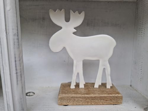 Arinosa Deko Elch Weiß Aufsteller Emaille Holz 13x5x17 cm