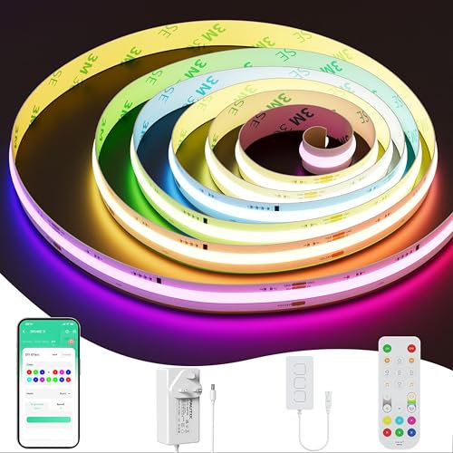 PAUTIX RGB Smart IC COB LED Strip Light 10M,WiFi DC24V 6300LEDs Colour-Changing Pixel Addressable Tape Compatible for Alexa/Google Assistant, Flexible LED Light for Cabinet,Christmas,Party Decor