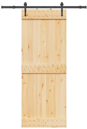 vidaXL Puerta corredera con herrajes madera maciza de pino 80x210 cm