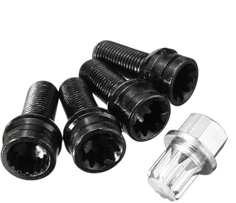 OSTREY Clips de Garniture de Voiture Jeu De Boulons D'écrous De Roue De Verrouillage (4 + 1), 5 Pièces, Clé pour Audi A3 A4 A5 pour Bora pour Golf M14x1.5, Accessoires De Voiture