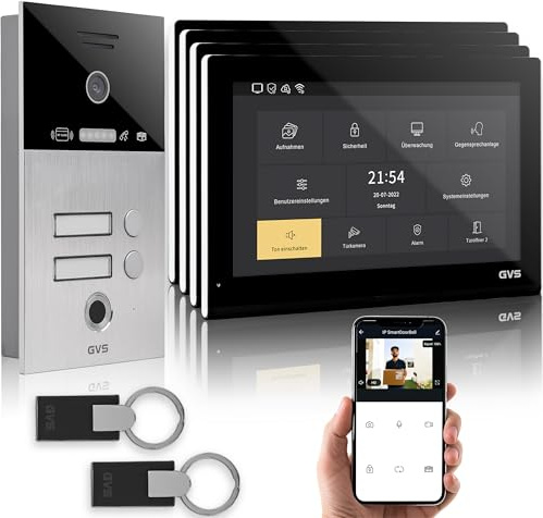 GVS Video Türsprechanlage 2-Familienhaus - RFID + Fingerprint - 4X 10 Zoll