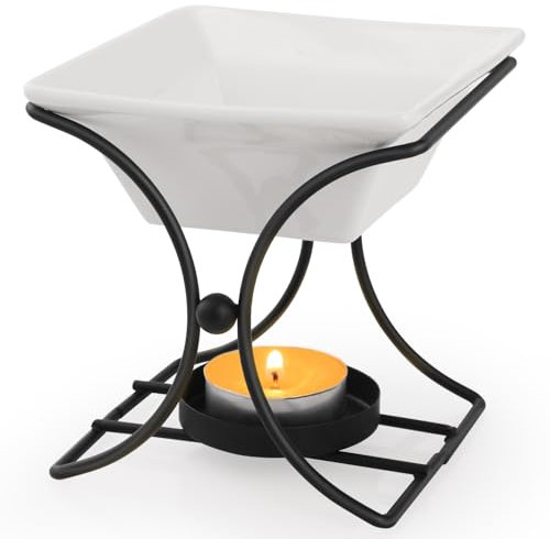 WD&CD Metal Ceramic Candle Aroma Burner Oil Burner Home Decoration Iron Aromatherapy Lamp Candle Löffel Aroma Diffuser Schwarz 09