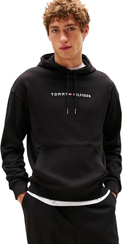 Tommy Hilfiger Uomo Felpa con Cappuccio, Nero (Black), S