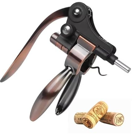 Premium Wine Bottle Opener, Lever-Pull Corkscrew with Ergonomic Handle, Bronze and Black