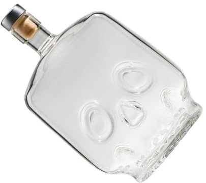 Ciieeo Bouteille À Whisky en Verre Robuste Et Étanche Motif Tête De Mort 700 ML Polyvalente pour Boissons Alcoolisées