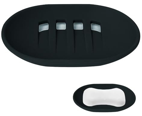 peiqiup Silikon Ablauf Seifenschale, Rutschfester und Tragbarer Seifenhalter, Halten Seife Trocken, Für Küchenspüle, Seifenhalter für Küchenspüle, Schwarz