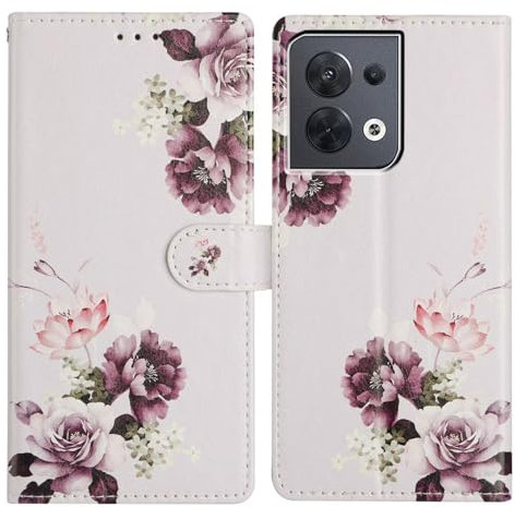 Nadoli Hülle für Xiaomi Redmi Note 12 4G,Rose Blume Muster PU Leder Magnetisch Flip Brieftasche Cover mit Handschlaufe Kartenslot Ständer Klapphülle
