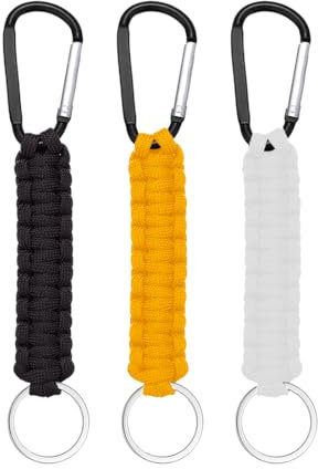 HABNI Lot De 3 Porte Clef En Paracorde Avec Mousqueton, Mousqueton Porte Clé, Pendentif En Paracorde, Mousquetons Tressés Avec Cordon, Pour Couteau, Clés, Extérieur, Camping, Pêche, Sac À Dos