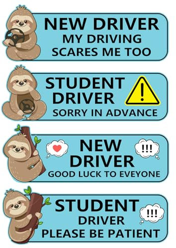 4 Stück magnetischer Autoaufkleber mit Faultier-Motiv für Anfänger, Magnetzubehör für Autofahrerschilder, schöne Aufkleber für Fahranfänger, geeignet zum Einhalten Auto Aufkleber Magnet