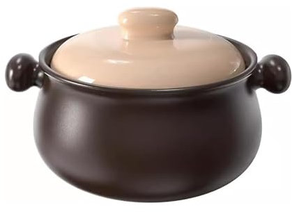 Pentola in ceramica per cottura lenta, in gres porcellanato, con coperchio, pentola per zuppa da 4,5 l, per stufati e riso