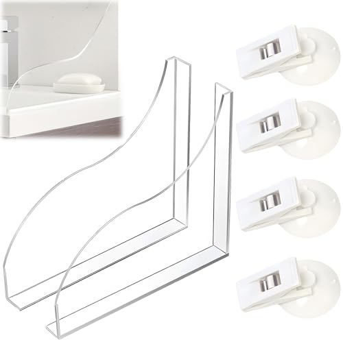 ZeBQrphio 2 Pcs Sink Splash Guard with 4 Pcs Suction Cup Clips, Splash Guards for Kitchen Sink and Bath, Water Splash Guard for Shower, Bathtub, and Enclosures (White)