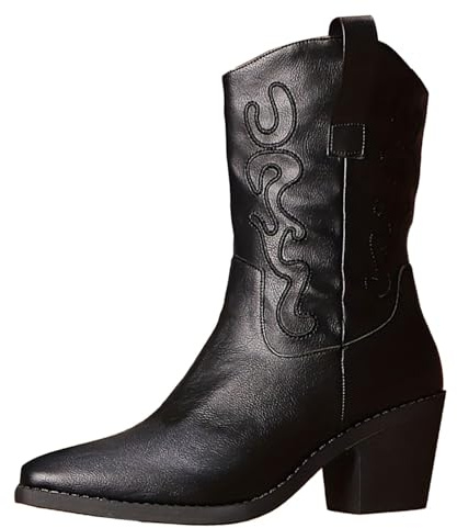 HOOUDO Stivali Cowboy Donna,Stivali Cowboy Donna,Eleganti Texani Scarpe di Media Altezza Cowboy Stivaletto con Plateau Lunghi Texani Stivaletti con Suola Antiscivolo