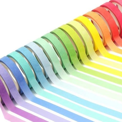 20 Rollen Washi Tape Set, Masking Tape, Regenbogen Washi Tape Kinder, Klebeband Bunt, DIY Dekorative Handbuch Band, für Scrapbooking, Bullet Journals, Verpackung (5m x 7.5mm/Rollen)