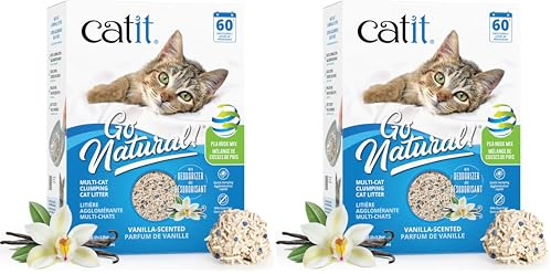 Catit Go Natural, Klumpendes Katzenstreu aus Erbsenhülsen, Vanilleduft, 6,4kg (Packung mit 2)