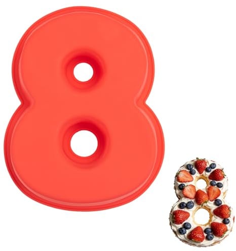 Vinuwu Stampo in silicone con numeri, numeri grandi, antiaderente, per dolci, torte di compleanno, anniversari, pane (8)