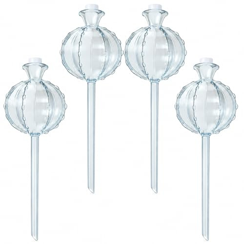 GOOGO Lot de 4 Boules d’arrosage Cactus, distributeurs d’Eau pour Plantes, arrosage intérieur et Pics d’Eau pour Plantes d’intérieur, Balcon, Bureau et Vacances (Transparent)