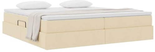vidaXL Aufbewahrungsbett mit Matratze Creme 200 x 200 cm Polyester, Modernes Schlafzimmerdesign, ergonomisches Stauraum-Bettgestell, rechteckig, platzsparend, Taschenfederkernmatratze, Innenbereich