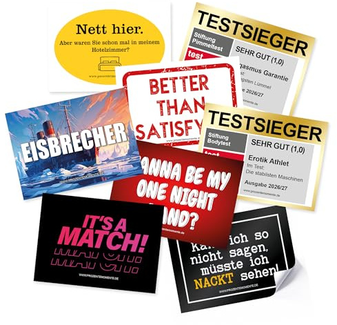Sticker Flirt Set (Girls) - Malle Aufkleber, für Festival oder Ballermann, witzige Sticker Sets für Party, Trinkspiel, JGA, Mallorca Sticker Set Accessoires lustig | 80 Stück (jedes Motiv 10x)