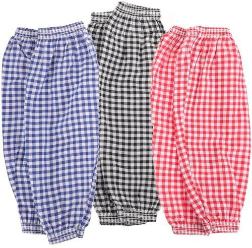 KICHOUSE -manches de Protection Anti-huile en Coton et Lin à Motif Carreaux, Résistantes à L'usure, Lot de 3 Paires pour Jardinage et Peinture