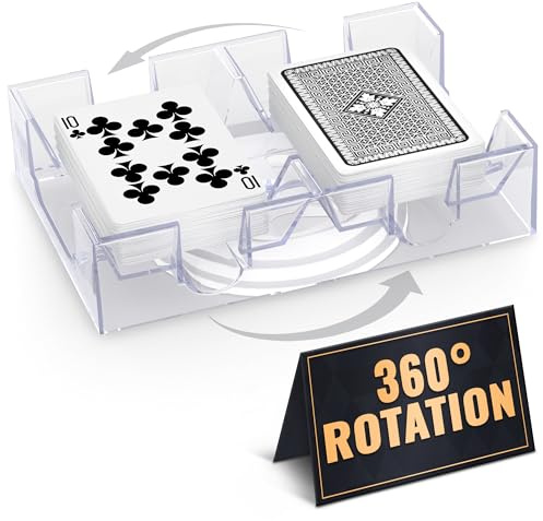 Playing Cards Holder Rotating 360° – Compact Plastic Playing Card Tray for Easy Access 2 Decks with Smooth Rotation | Organizes Multiple Decks for Canasta, Poker & More, Durable with Smooth Rotation