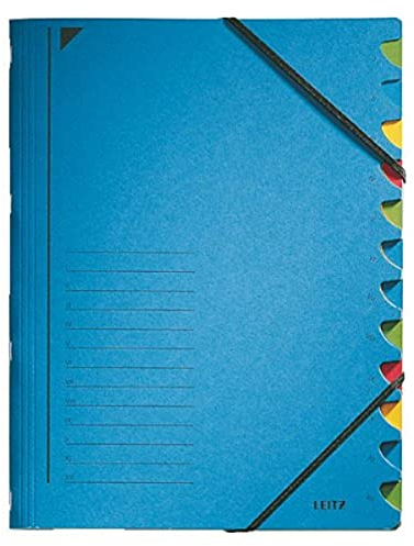 Leitz Ordnungsmappe Colorspan-Karton Gummibandverschluss 12-teilig 5 Stück blau
