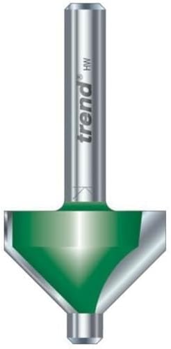 Trend CraftPro Pin-geführter Fasenfräser, 1/4 Zoll Schaft, 25,5 mm Schnittdurchmesser & 45 Grad V-Nut, Hartmetallbestückt, C049AX1/4TC