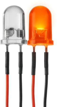 Lumetheus LED verkabelt 12 Volt 5mm Farbe orange 10 Stück verkabelte orangene Leuchtdioden mit Kabel verlötet