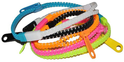 alles-meine.de GmbH 7 Stück: Armband mit Reiverschluß - individuell verlängerbar - schwarz weiß gelb grün türkis orange pink - Armbänder