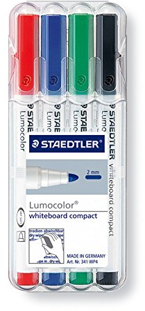 STAEDTLER Marker, radierbar, mittlere Spitze, 4 Farben
