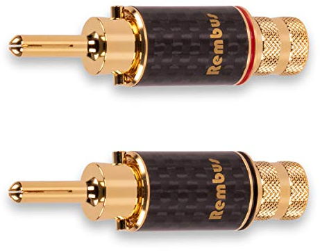 Rembus High End verriegelbare Bananenstecker Carbon | vergoldet | 4 Stück | BS-139