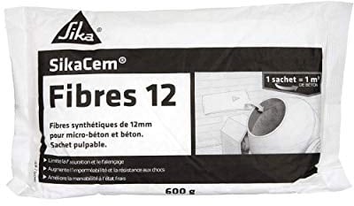 SIKA - Fibres synthétiques 12mm pour micro-bétons et bétons - SikaCem Fibres 12 Blanc - Limite la fissuration - Augmente l'imperméabilité et la résistance aux chocs - Prêt à l'emploi - 600g