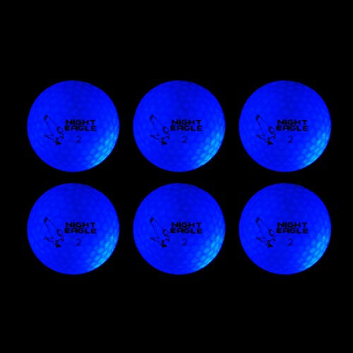 Night Eagle 6 LED Golfbälle Light-Up - Nachtgolf leuchten Rot Blau Grün Pink Weiß Lustig Golf Geschenk Bunt (Blau)