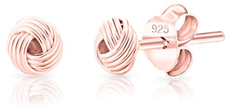 DTPsilver® KLEINE Ohrringe 925 Sterling Silber Rosen-Gold überzogen - keltischer Knoten Ohrstecker - Durchmesser 9 mm