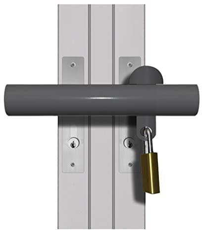 Patio French Door Lock 'Cur Section' High Security Deadlock Sliding Fix Bar Seen from Outside Charcoal Grey Colour Tough