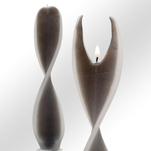 Engelsflamme schwarz-weiße moderne Kerze inkl Box. Engelskerze anthrazit handgemachtes Geschenk als Spiralkerze twisted