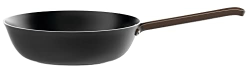 Alessi edo | PU114/28 B - Long Handle Aluminium Frying Pan with Non-Stick Coating, Stainless Steel Handle with PVD Coating, Brown