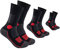 FOOTNOTE 3 Paar Gepolsterte Wandersocken Arbeitssocken Sportsocken für Herren Damen Ohne Gummibund, Schwarz-rot, 43-46