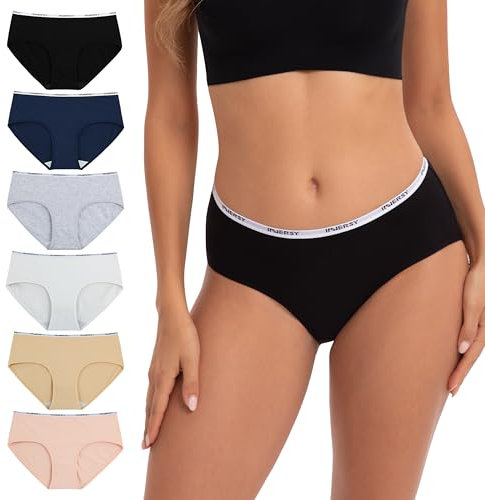 INNERSY Slip Femme Coton Respirant Culotte Taille Basse Multipack sous Vetement Confort Lot de 6 (M, Couleurs de Base)