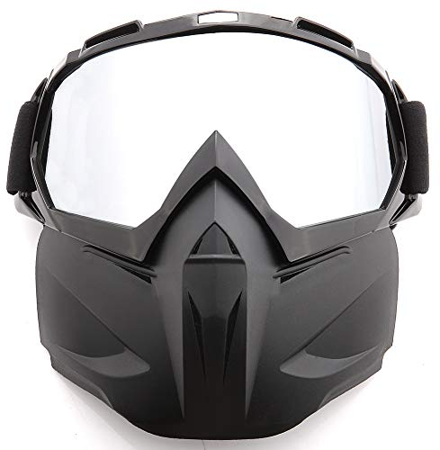 SPOSUNE Motorradbrille Abnehmbare Gesichtsmaske, ATV Dirt Bike Motocross MX Riding Paintball Brille staubgeschützt UV400 Brille mit weichem Schaumstoff, verstellbarer Riemen für Männer und Frauen