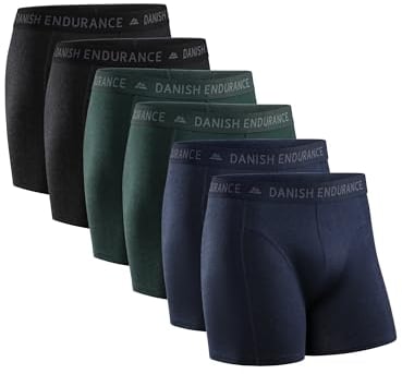 DANISH ENDURANCE Herren Boxershorts, 6 Pack, Retroshorts aus weicher Baumwolle (Mehrfarbig (2X Schwarz, 2X Grün, 2X Blau Melange), X-Large)