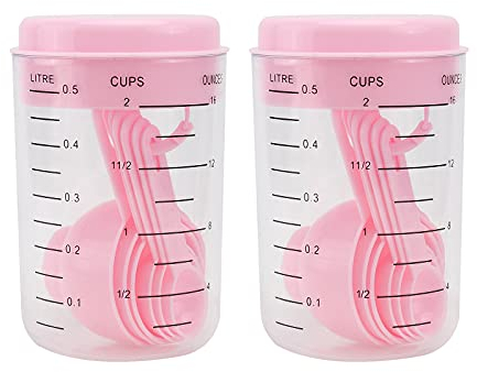 VILLCASE Measuring Cups and Spoons Set, Plastic Measuring Cup Set, Kitchen Gadgets Baking Cooking Tools for Measuring Dry and Liquid Ingredient, 14 Pcs/2 Set